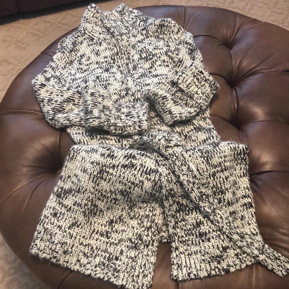 ANN TAYLOR LOFT EUC BLK&WH MARLED CHUNKY CARDIGAN - Picture 5 of 16